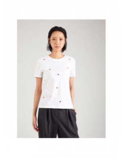 T-shirt coeur brodé ketty blanc femme - Only