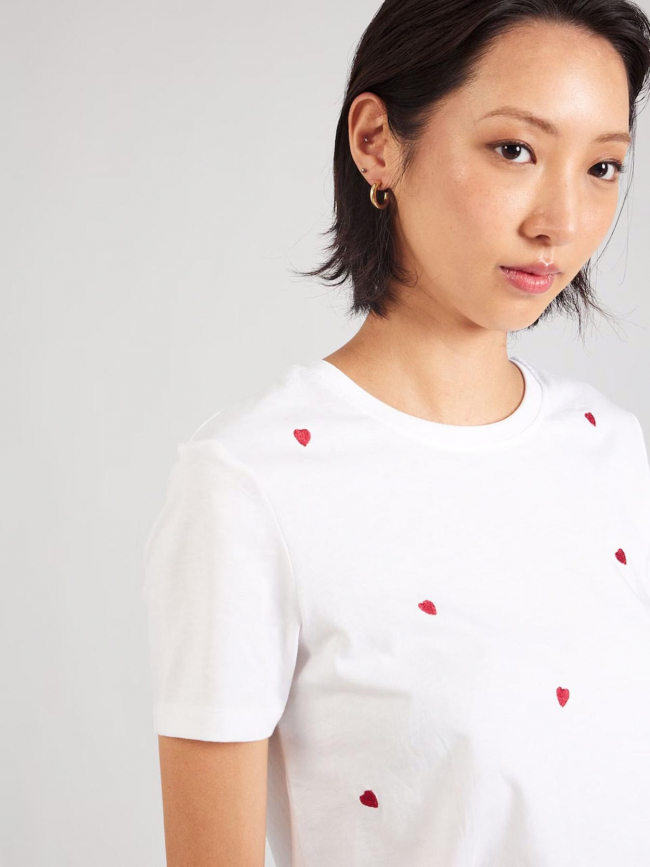 T-shirt coeur brodé ketty blanc femme - Only