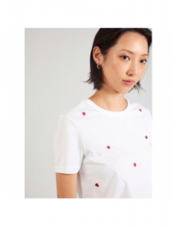 T-shirt coeur brodé ketty blanc femme - Only