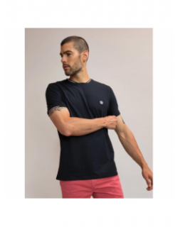 T-shirt col tricolore trouve bleu marine homme - Benson & Cherry