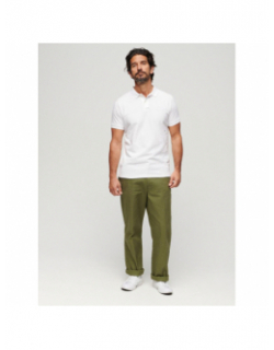 Polo uni pique optic blanc homme - Superdry