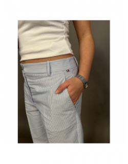 Pantalon slim rayé poplin bleu blanc femme - Tommy Hilfiger