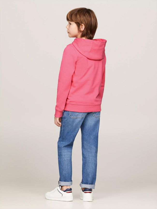 Sweat à capuche essential logo rose enfant - Tommy Hilfiger