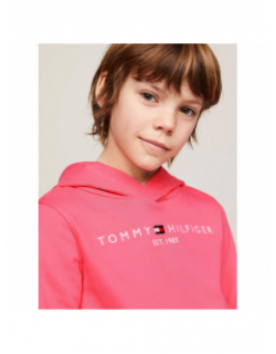 Sweat à capuche essential logo rose enfant - Tommy Hilfiger