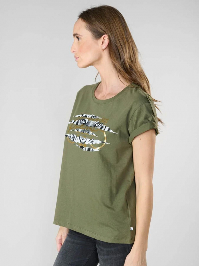 T-shirt albie motif kaki femme - Le Temps Des Cerises