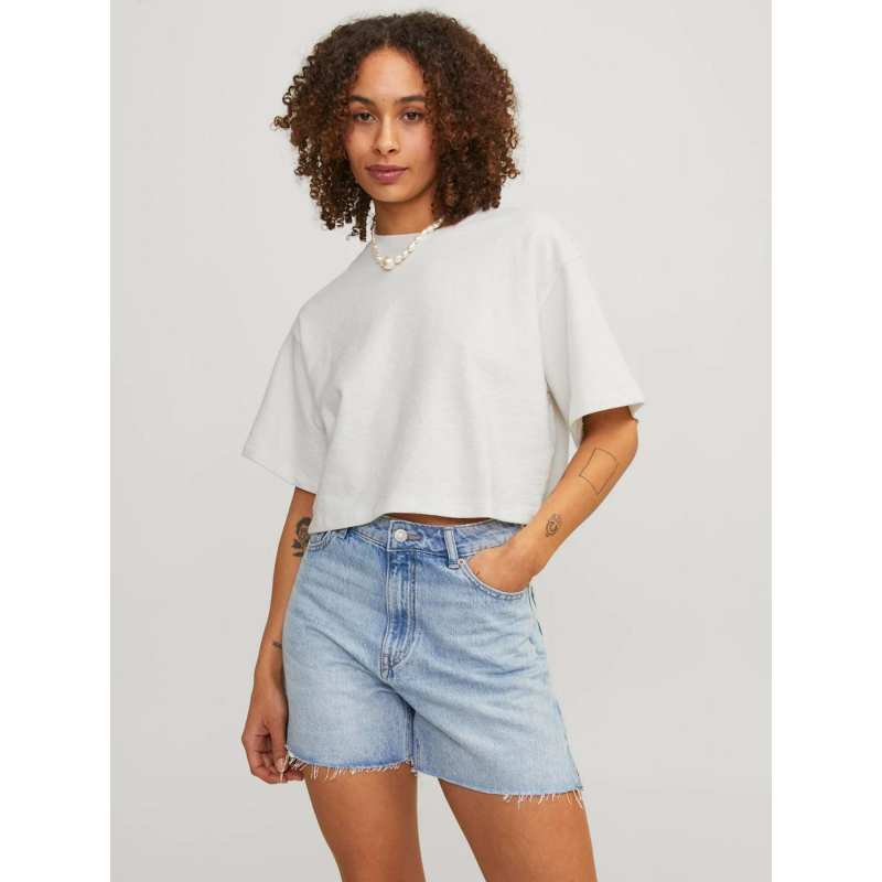 T-shirt crop linie beige femme - JJXX