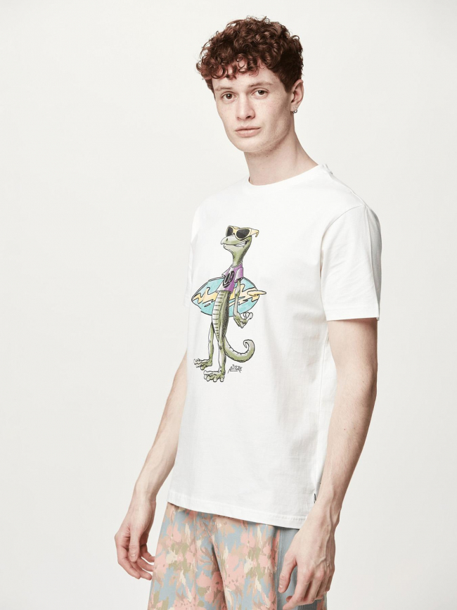 T-shirt jecko imprimé blanc homme - Picture