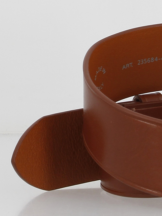 Ceinture cuir large width double boucle marron femme - Levi's