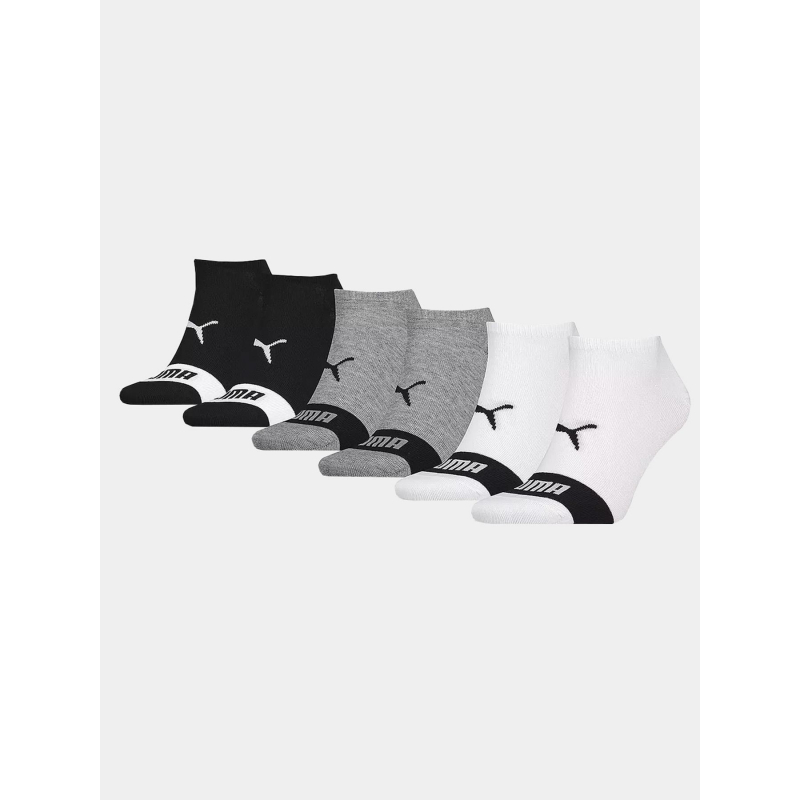 6 paires de chaussettes sneakers gris noir blanc - Puma