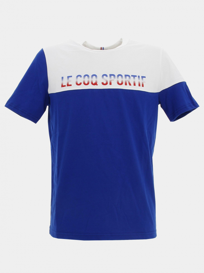 T-shirt logo tricolore bleu et blanc - Le Coq Sportif