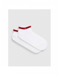 Pack 2 paires de chaussettes logo tape blanc homme - Hugo