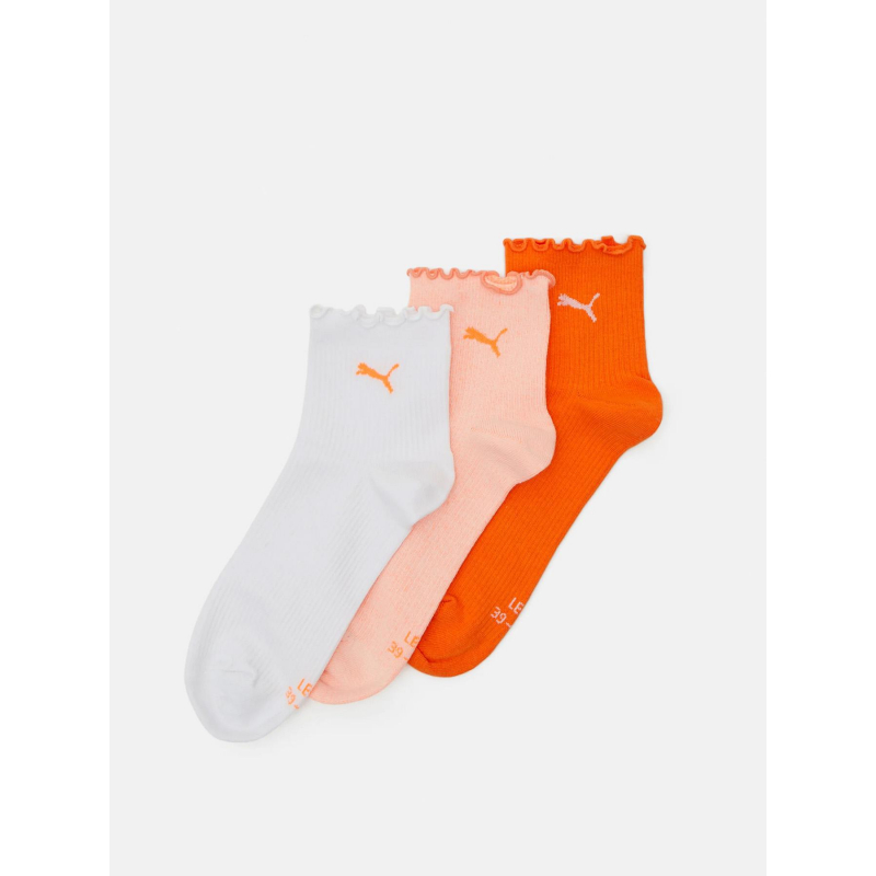 3 paires de chaussettes quarter ruffle orange femme - Puma
