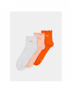 3 paires de chaussettes quarter ruffle orange femme - Puma