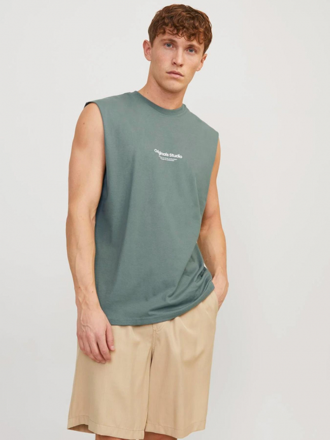 T-shirt sleeveless logo kaki homme - Jack & Jones
