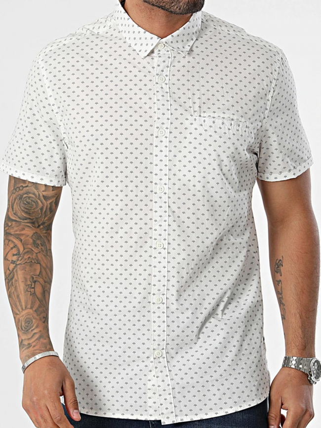 Chemise cut mc imprimé créme bleu homme - Teddy Smith