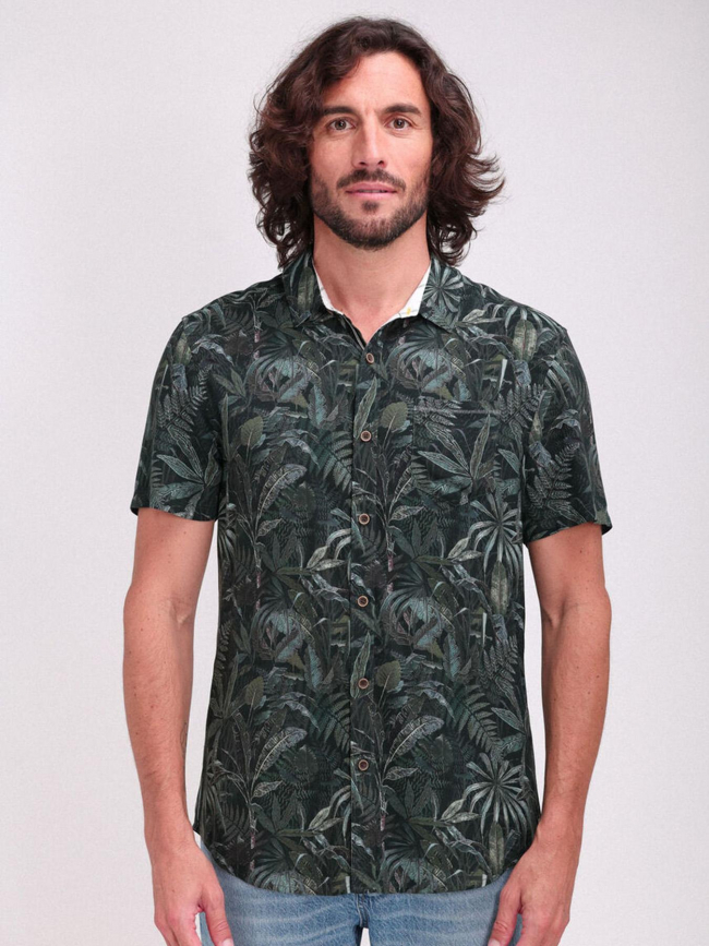 Chemise manches courtes c-arlric feuilles vert homme - Teddy Smith