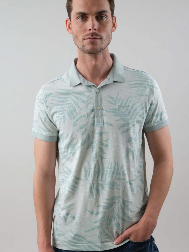 Polo tikito manches courtes floral vert homme - Deeluxe