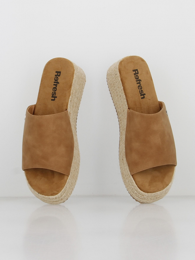 Sandales compensées suédine marron femme - Refresh