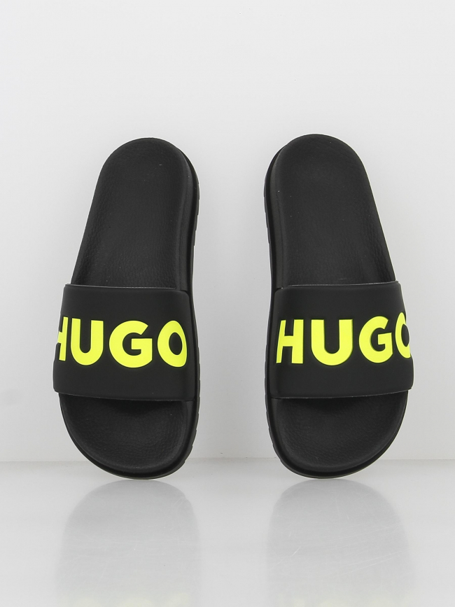 Claquettes match it noir jaune homme - Hugo