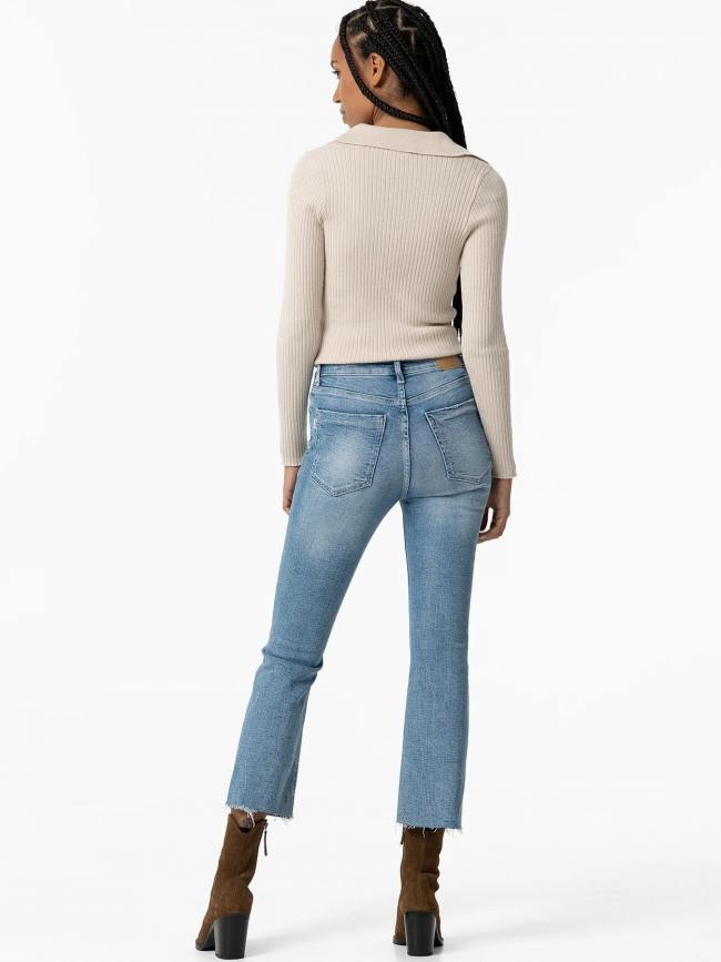 Jean flare taille haute crop megan bleu femme - Tiffosi