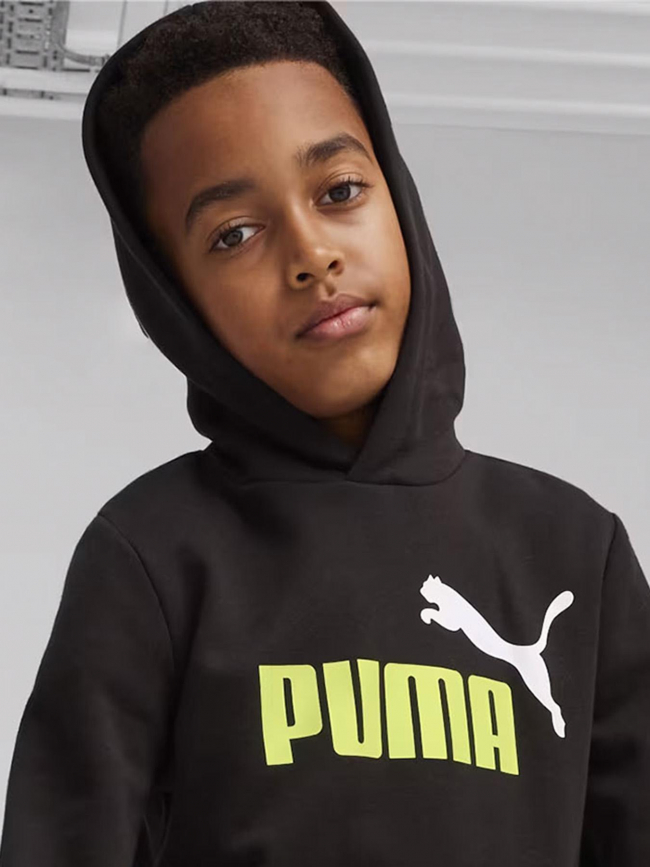 Sweat à capuche logo noir enfant - Puma