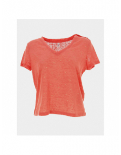 T-shirt col v stephi rouge corail femme - Only