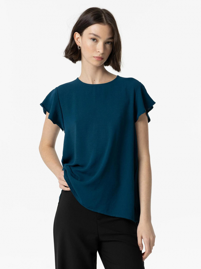 T-shirt kara dos plissé bleu femme - Tiffosi