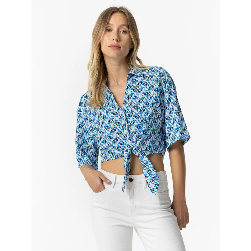 Chemisier crop à nouer imprimés eliane bleu femme - Tiffosi