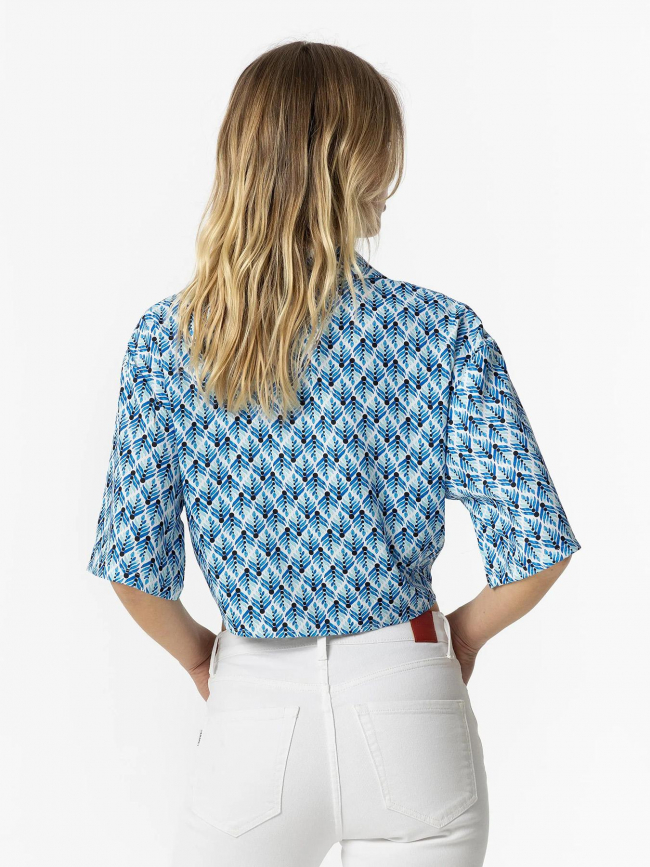 Chemisier crop à nouer imprimés eliane bleu femme - Tiffosi