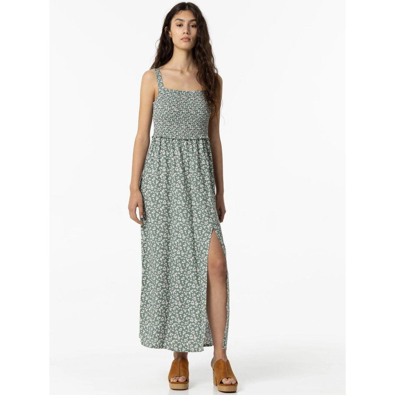 Robe fendue à fleurs fugaz vert femme - Tiffosi