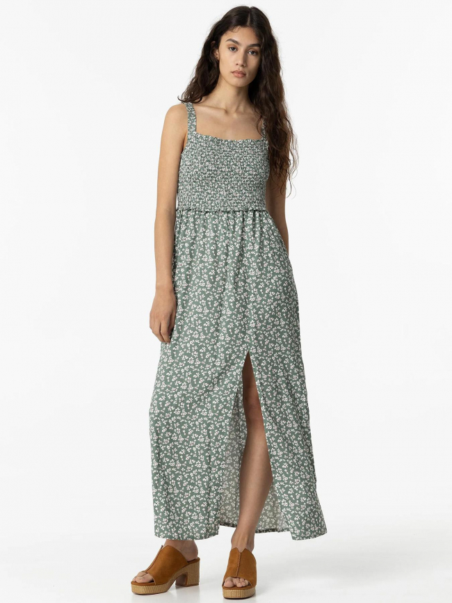 Robe fendue à fleurs fugaz vert femme - Tiffosi