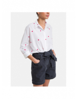 Chemisier cœur brodé lina grace blanc femme - Only