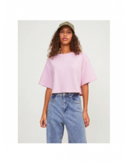 T-shirt crop linie loose rose femme - Jjxx