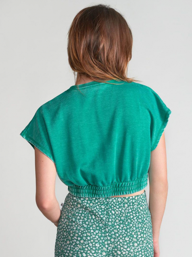 T-shirt crop naellegi vert fille - Le Temps Des Cerises
