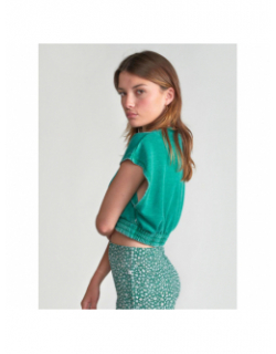 T-shirt crop naellegi vert fille - Le Temps Des Cerises