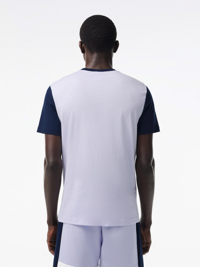 T-shirt uni écusson logo bleu claire homme - Lacoste