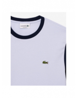 T-shirt uni écusson logo bleu claire homme - Lacoste
