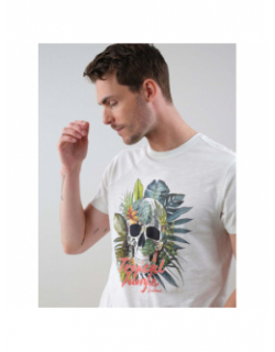 T-shirt hawaiki squelette blanc homme - Deeluxe