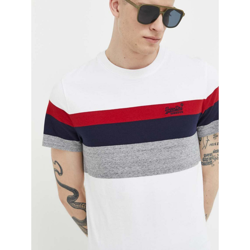 T-shirt rayures classique blanc homme - Superdry