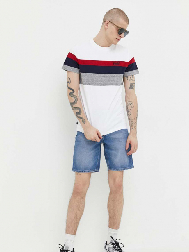 T-shirt rayures classique blanc homme - Superdry