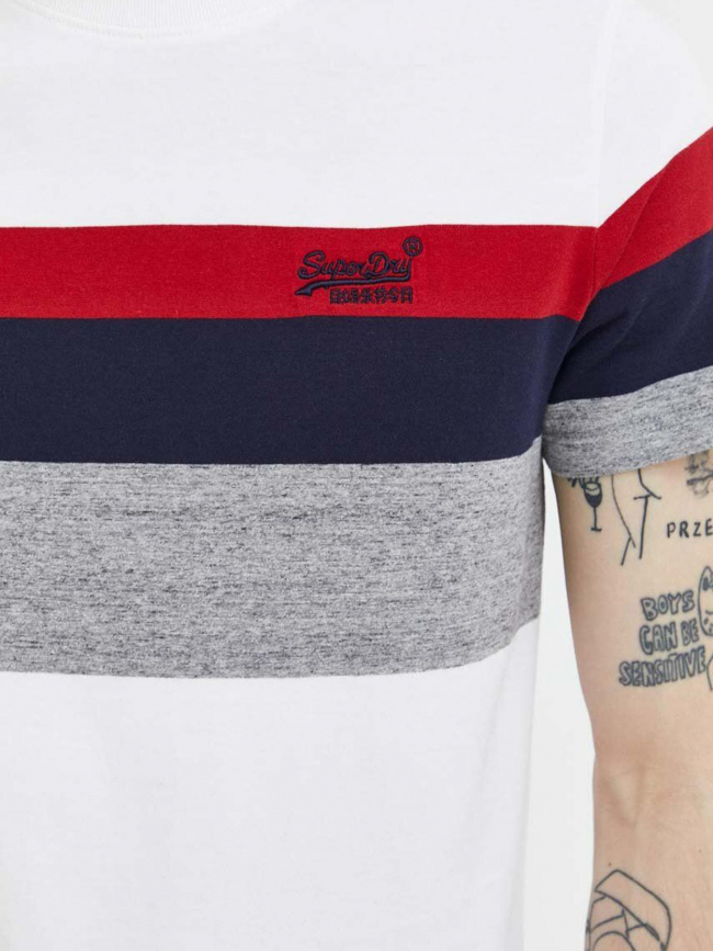 T-shirt rayures classique blanc homme - Superdry