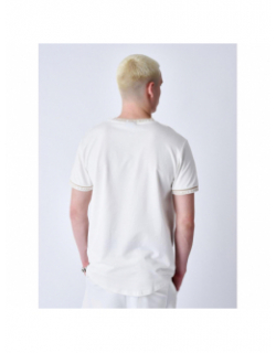 T-shirt col logo brodé blanc beige homme - Project X Paris