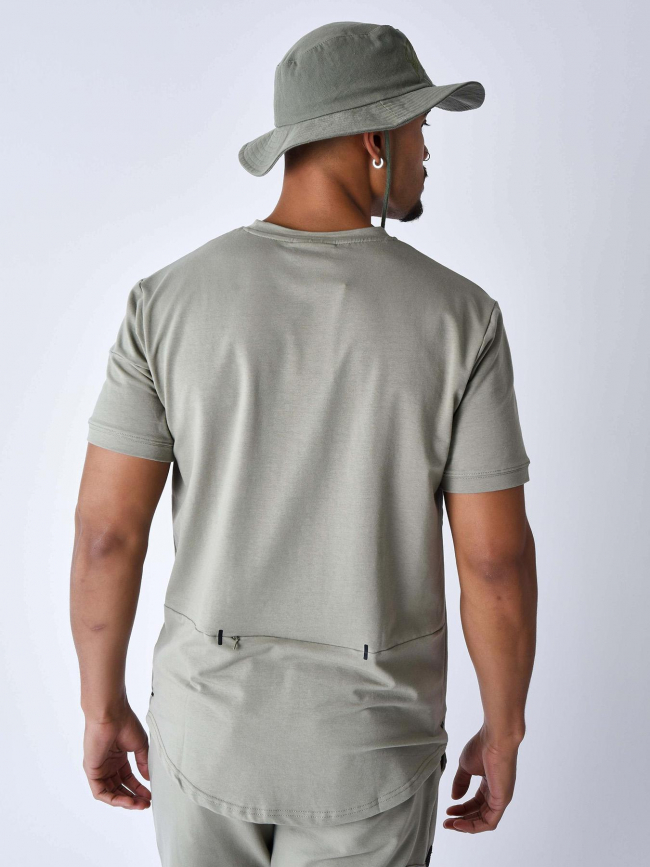 T-shirt uni logo brodé kaki clair homme - Project X Paris