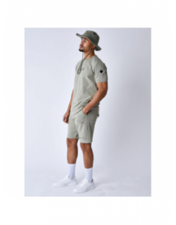 T-shirt uni logo brodé kaki clair homme - Project X Paris