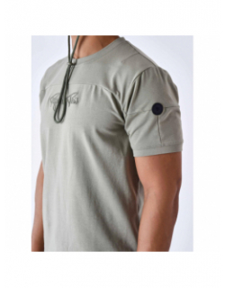 T-shirt uni logo brodé kaki clair homme - Project X Paris