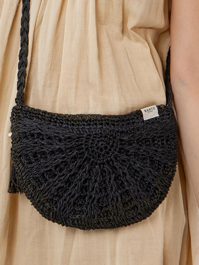 Sac bandoulière raphia theros noir femme - Barts