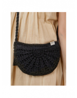 Sac bandoulière raphia theros noir femme - Barts