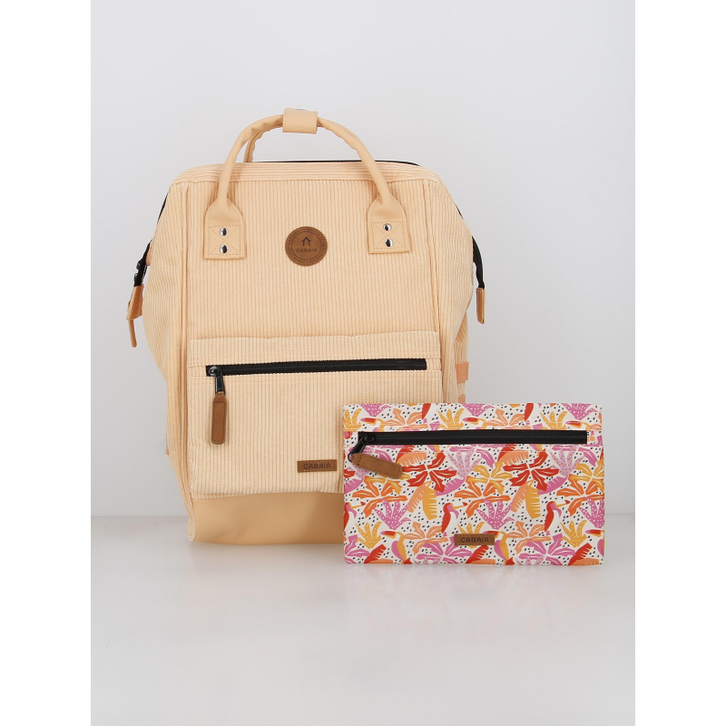 Sac à dos adventurer medium effet velours quito orange - Cabaïa