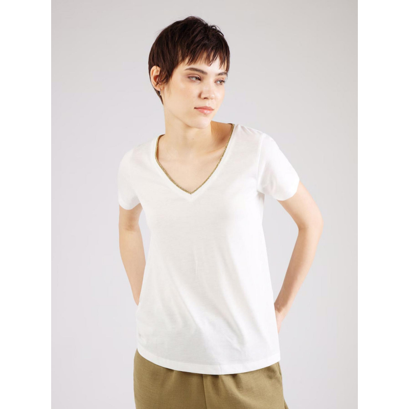 T-shirt col v dalila blanc femme - Jacqueline De Yong
