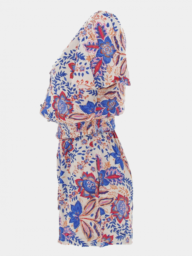 Combi-short à fleurs menny beige bleu femme - Vero Moda